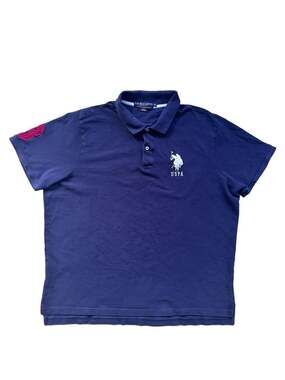 U.S. Polo Assn. Blue Short Sleeve Polo Shirt XXL With Big Pony Logo And Number 3
